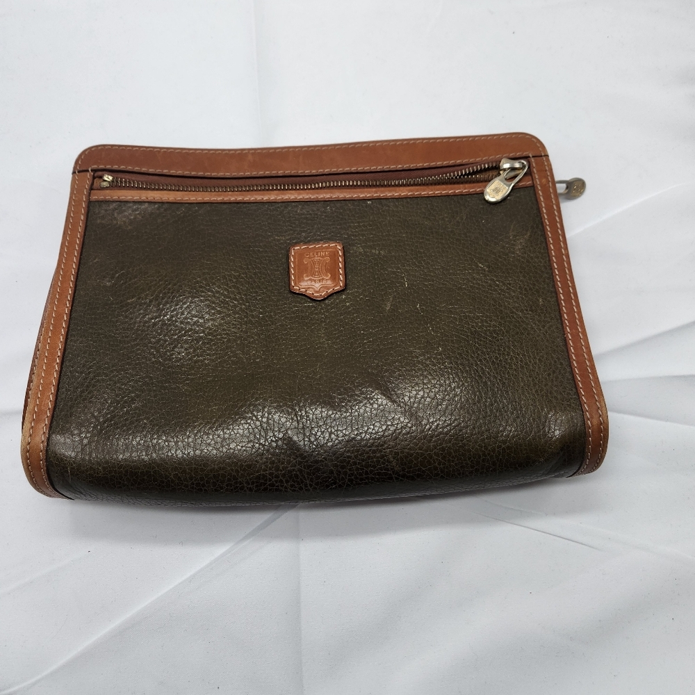 CELINE Clutch Wristlet Leather PVC